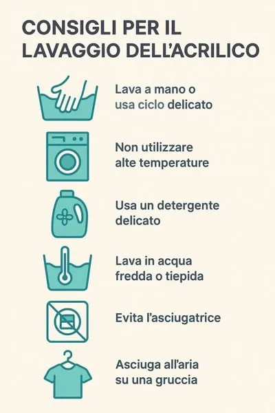 come lavare l'acrilico in lavatrice?